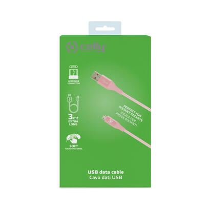 celly-usbmicrocol3mpk-cable-usb-3-m-usb-a-micro-usb-b-rosa