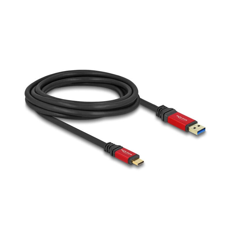 delock-80619-cable-usb-10-gbps-usb-tipo-a-macho-a-usb-type-c-macho-3-m-rojo-metal