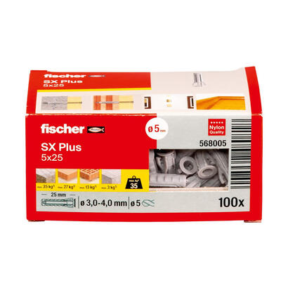 fischer-568005-tornillo-de-anclaje-y-taco-100-piezas-anclaje-de-expansion-25-mm