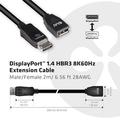 club-3d-cable-alargo-displayport-14-hbr3-8k60hz-2m