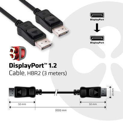 club3d-displayport-12-cable-mm-3meter-4k60hz-216gbps