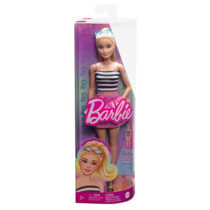 muneca-barbie-barbie-fashionistas-con-top-blanco-y-negro-y-falda-rosa-hrh11