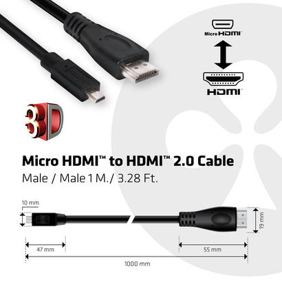 club3d-micro-hdmia-hdmi-20-4k60hz-cable-1m