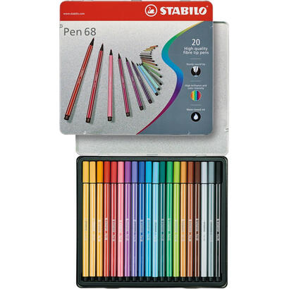 stabilo-pen-68-arty-caja-metalica-de-20-rotuladores-punta-de-fibra-trazo-de-1mm-aprox-tinta-a-base-de-agua-