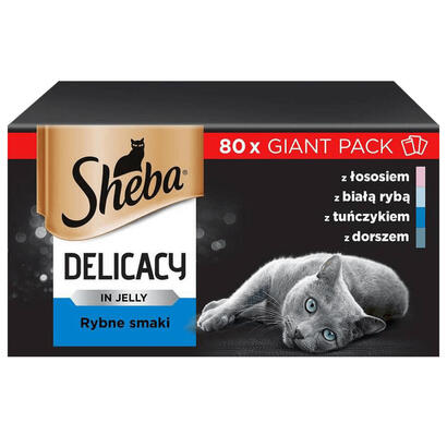 comida-humeda-para-gatos-sheba-delicacy-sabores-de-pescado-en-gelatina-80x-85g