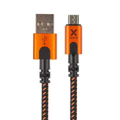 cable-usb-a-a-microusb-15m-negronaranja-xtorm-usb-a-a-microusb150cm-nylonfibra-dupont-kevlar-aguanta-hasta-100kg