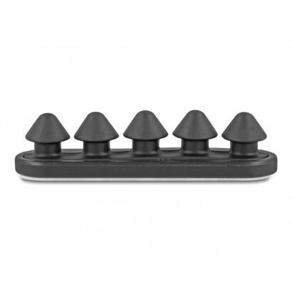 delock-18444-portacables-con-5-pasacables-autoadhesivos-negro-juego-2-piezas