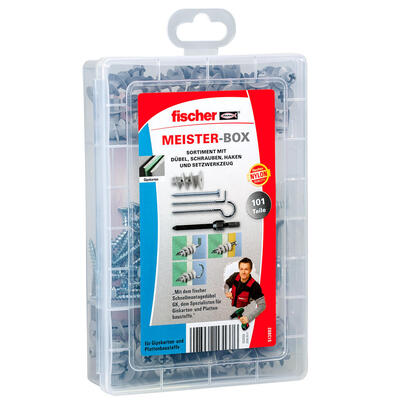 fischer-meister-box-gk-tornillos-ganchos-tacos-gris-claro-100-piezas-con-herramienta-de-ajuste-513892