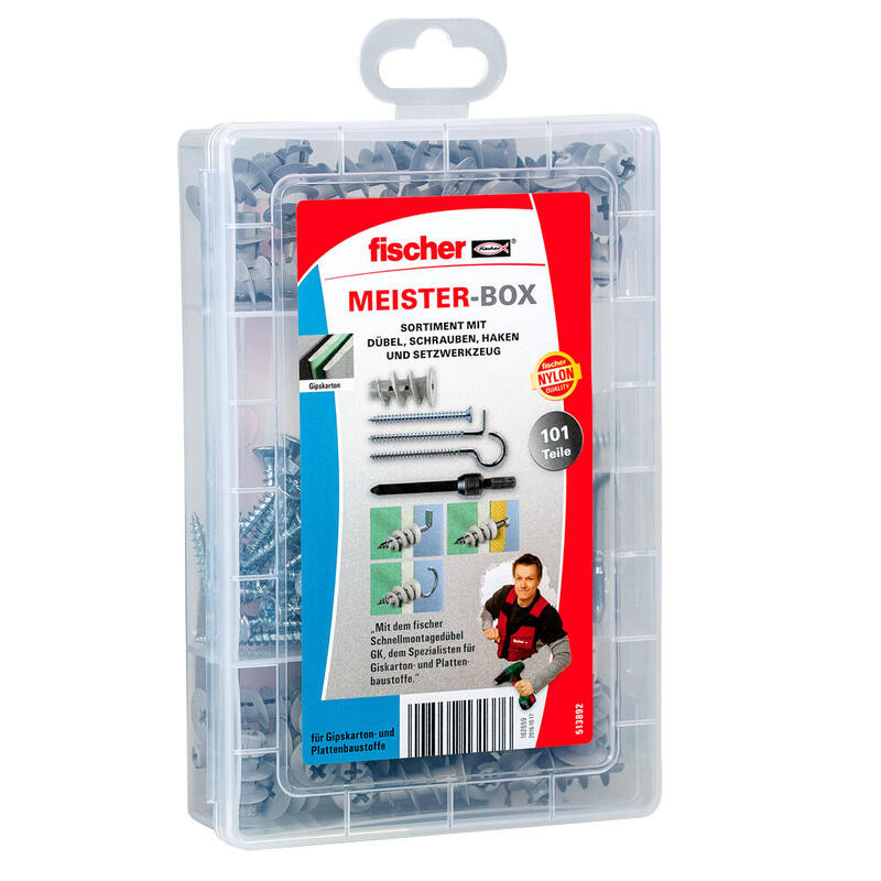fischer-meister-box-gk-tornillos-ganchos-tacos-gris-claro-100-piezas-con-herramienta-de-ajuste-513892