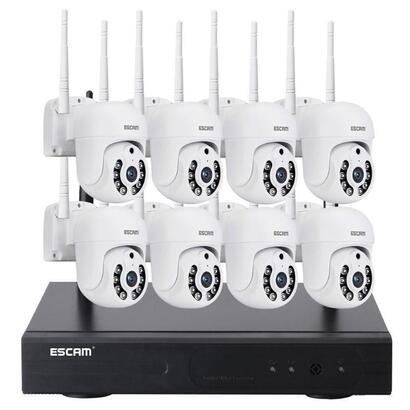 kit-videovigilancia-ip-escam-wnk718-wifi-3mp-8-camaras-blanco