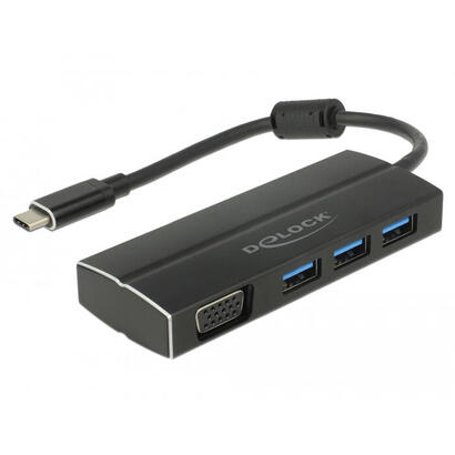 hub-delock-usb-32-gen-1-multiport-conector-usb-c-3x-usb-a-vga-socket-usb-hub-black-15-cm-63932