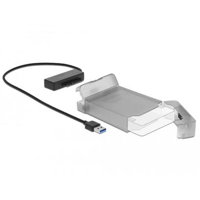 delock-usb-32-gen-1-converter-usb-a-plug-sata-22-pin-plug-negro-45-cm-con-cubierta-protectora-de-35-64086