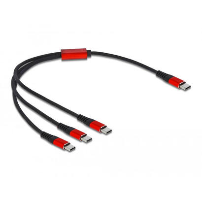 cable-delock-86712-de-carga-usb-3-en-1-usb-type-c-a-3-x-usb-type-c-30-cm-noir-rouge