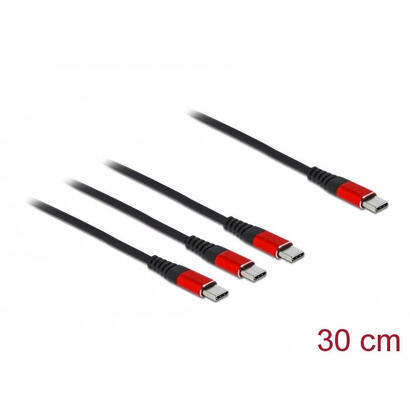 cable-delock-86712-de-carga-usb-3-en-1-usb-type-c-a-3-x-usb-type-c-30-cm-noir-rouge