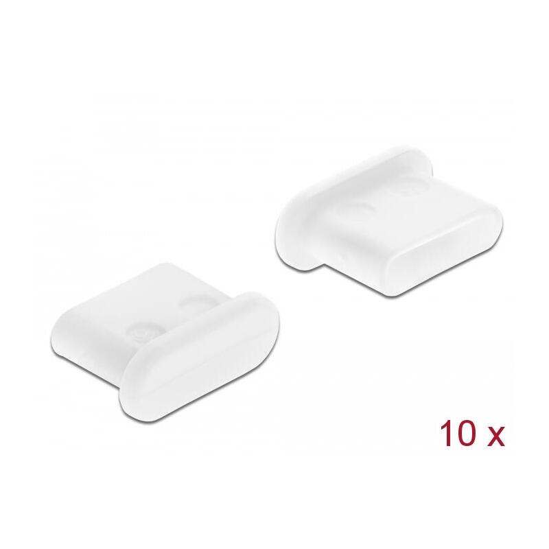 delock-64095-cubierta-antipolvo-para-usb-type-c-hembra-sin-agarre-10-piezas-en-blanco