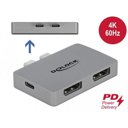 delock-64001-adaptador-de-cable-de-video-2-x-usb-type-c-2-x-displayport-gris-gris-2-x-usb-type-c-2-x-displayport-macho-hembra-de