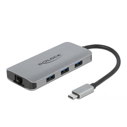 delock-usb-32-gen-1-hub-con-4-puertos-y-lan-y-pd-gigabit-estacion-de-acoplamiento-gray-63252