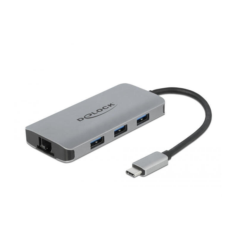 delock-usb-32-gen-1-hub-con-4-puertos-y-lan-y-pd-gigabit-estacion-de-acoplamiento-gray-63252