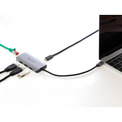 delock-usb-32-gen-1-hub-con-4-puertos-y-lan-y-pd-gigabit-estacion-de-acoplamiento-gray-63252