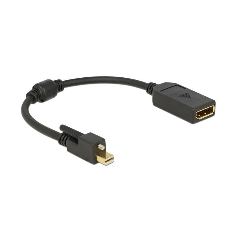 delock-adaptercable-mini-displayport-12-stecker-mit-schraube-displayport-buchse-25cm-schwarz-4k