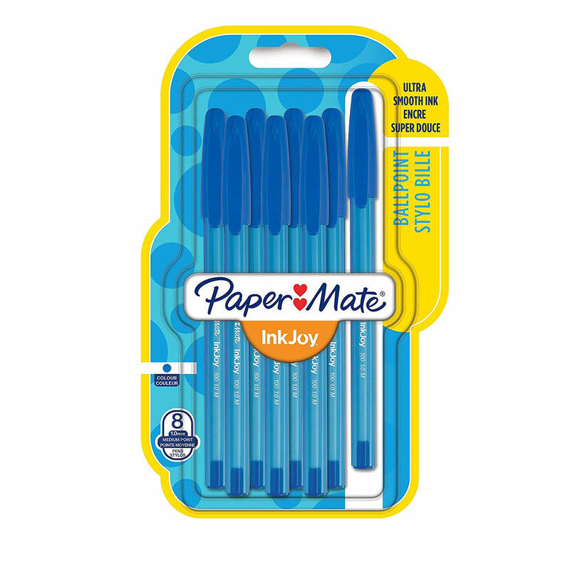 papermate-inkjoy-100-st-azul-boligrafo-medio-8-piezas