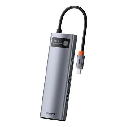 baseus-hub-metal-gleam-8-en-1-tipo-c-3x-usb-30-pd-hdmi-rj45-lector-de-tarjetas-sd-microsd
