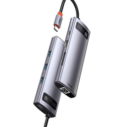 baseus-hub-metal-gleam-8-en-1-tipo-c-3x-usb-30-pd-hdmi-rj45-lector-de-tarjetas-sd-microsd