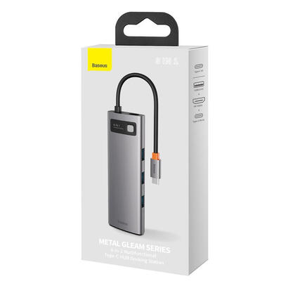 baseus-hub-metal-gleam-8-en-1-tipo-c-3x-usb-30-pd-hdmi-rj45-lector-de-tarjetas-sd-microsd