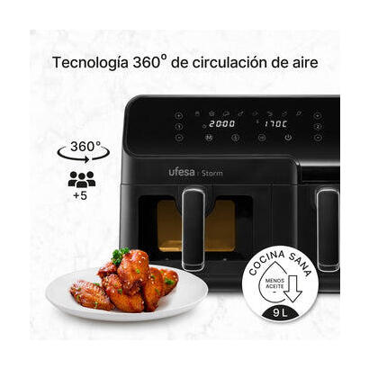 freidora-de-aire-ufesa-storm-doble-2700w-9l-negro
