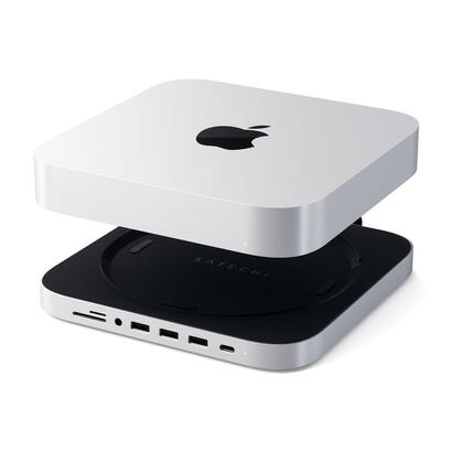 satechi-aluminum-do-mac-mini-usb-c-usb-c-3x-usb-a-czytnik-kart-microsd-jack-port-srebrny