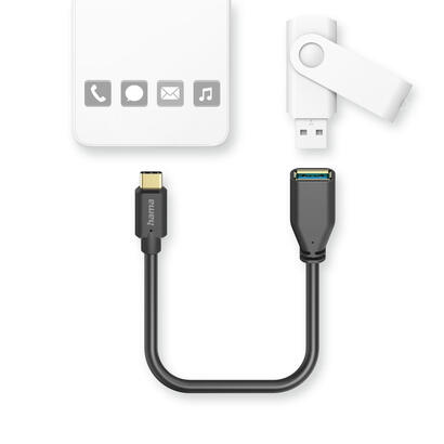 cable-hama-00201605-usb-usb-32-gen-1-31-gen-1-015-m-usb-c-usb-a-negro
