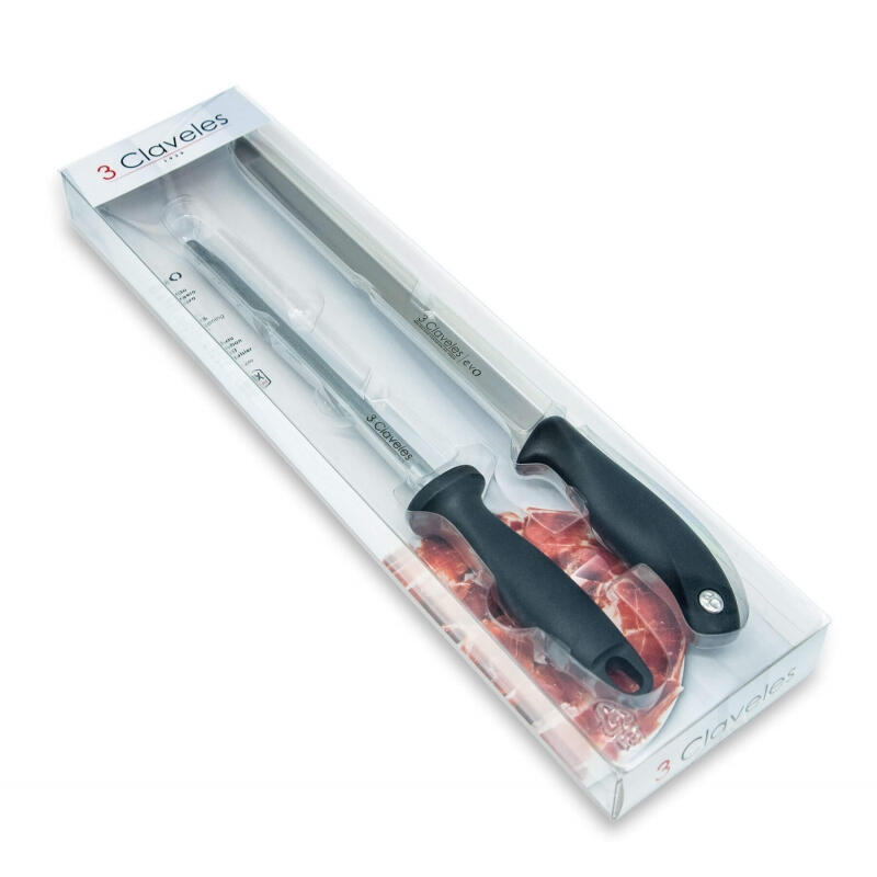 set-chuchillo-jamonero-evo-y-chaira-b-3-claveles