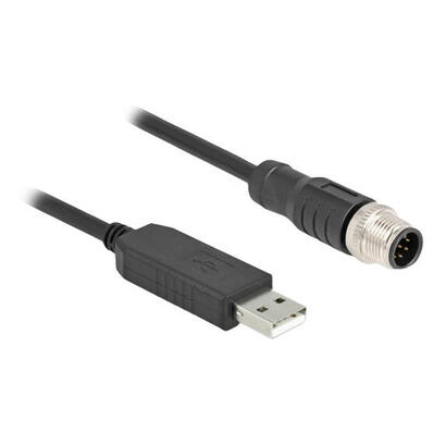 delock-64257-cable-de-conexion-serie-m12-con-chipset-ftdi-usb-20-tipo-a-macho-a-m12-rs-232-macho-codificacion-a-8-pines-18-m-neg