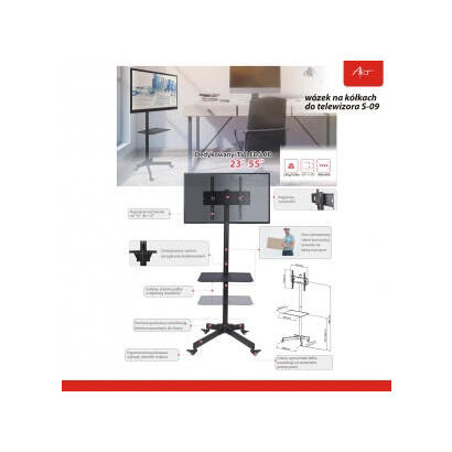 art-sto-s-09-board-trolley-on-wheelsholder-to-tv-lcd-led-plasma-23-55-25kg-s-09