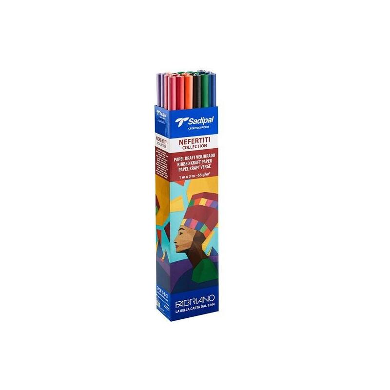 sadipal-caja-expositora-30-rollos-papel-kraft-verjurado-65gr-1x3m-nefertiti-collection-nuevo-surtido
