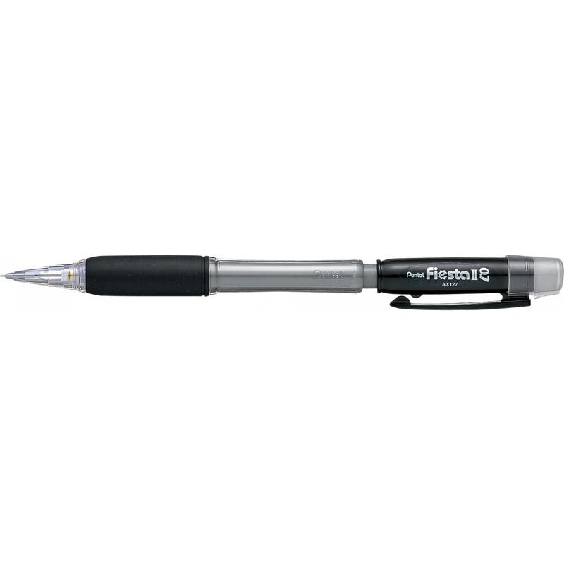 pack-de-12-unidades-pentel-fiesta-ii-portaminas-hb-07mm-con-goma-incluye-2-recargas-grip-de-goma-diseno