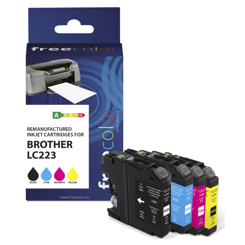 tinta-freecolor-k10388f7-4-piezas-compatible-brother-lc223-negro-cian-magenta-amarillo