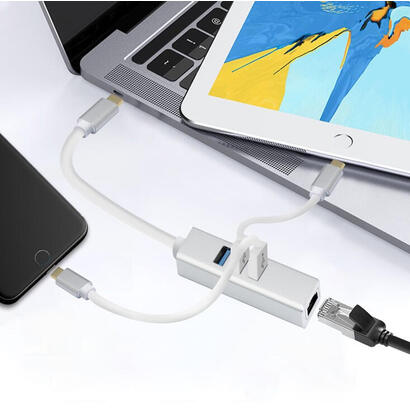 helos-hub-usb-31-tipo-cst-3x-usbrj45-gigabit-ethernet-premium-plata