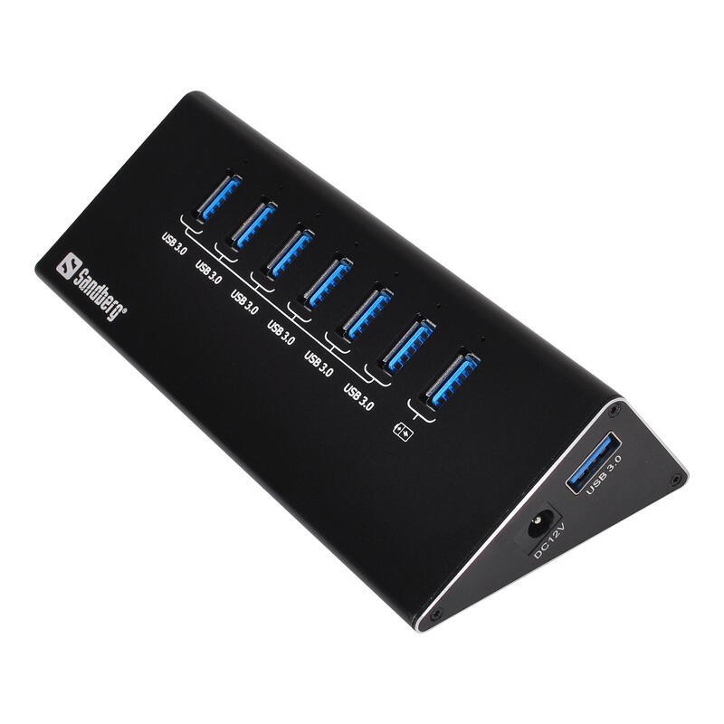 sandberg-usb-30-hub-7-puertos-con-proteccion-de-sobrecarga-cable-usb-30-de-1-m-y-fuente-de-alimentacion-de-230v-incluida