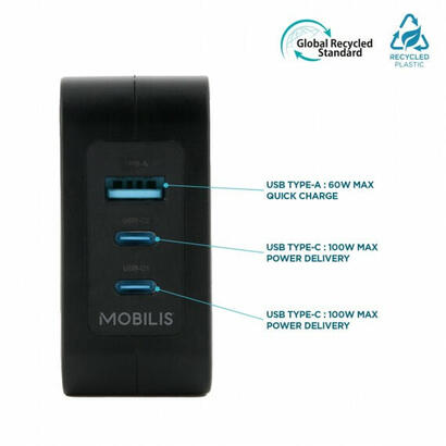 mobilis-charger-100w-2usb-c-1usba-gan-cable-100w-portatil-smartphone-tableta-negro-corriente-alterna-interior