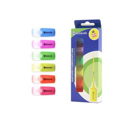 bismark-pack-de-6-mini-rotuladores-fluorescente-neon-alta-visibilidad-tinta-de-secado-rapido-punta-resistente-