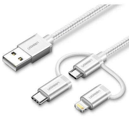 cable-ugreen-50203-usb-15-m-usb-20-usb-a-usb-cmicro-usb-blightning-blanco