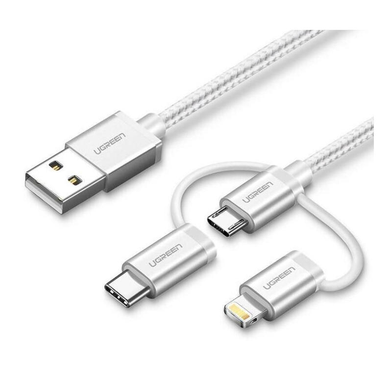 cable-ugreen-50203-usb-15-m-usb-20-usb-a-usb-cmicro-usb-blightning-blanco