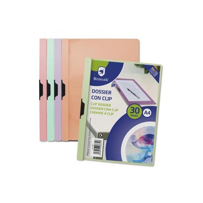 pack-de-5-unidades-bismark-pastel-dossier-con-clip-a4-polipropileno-transparente-clip-metalico-lateral-capacidad