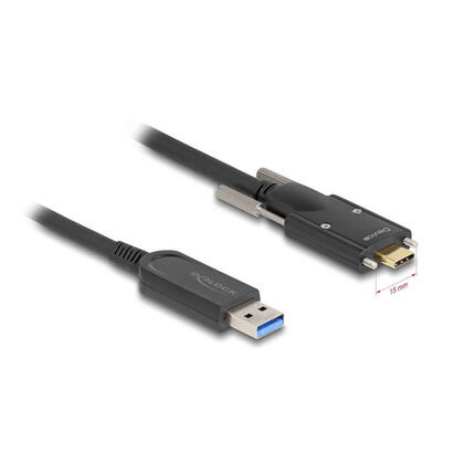 delock-83206-cable-optico-activo-usb-10-gbps-a-macho-usb-type-c-macho-con-tornillos-en-los-laterales-10-m