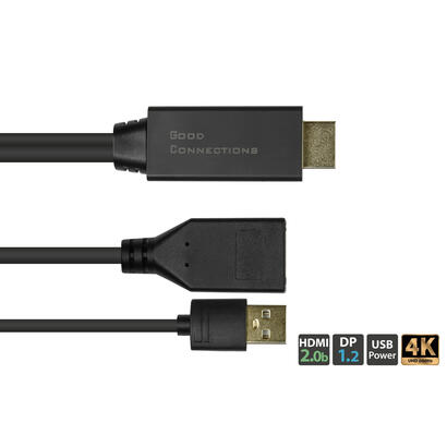alcasa-hdmi-ad22-adaptador-de-cable-de-video-03-m-hdmi-tipo-a-estandar-displayport-negro