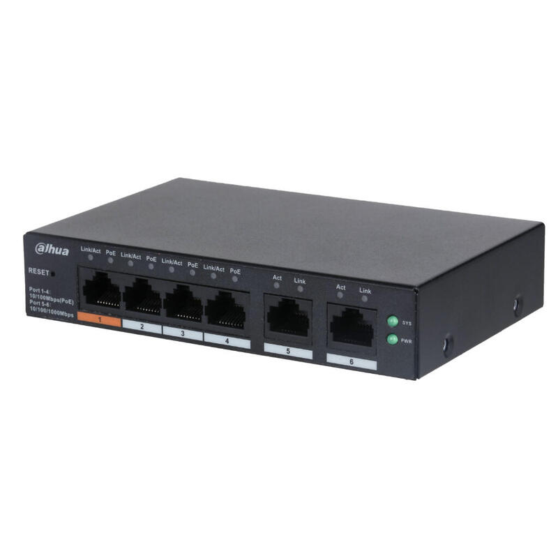 dahua-cs4006-4et-60-switch-poe-4-puertos-10100-2rj45-uplink-gigabit-60w-manejable-en-cloud-layer2