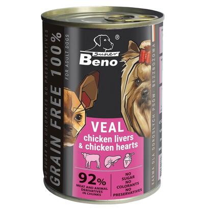 comida-humeda-para-perros-super-beno-veal-with-chicken-livers-and-hearts-415g