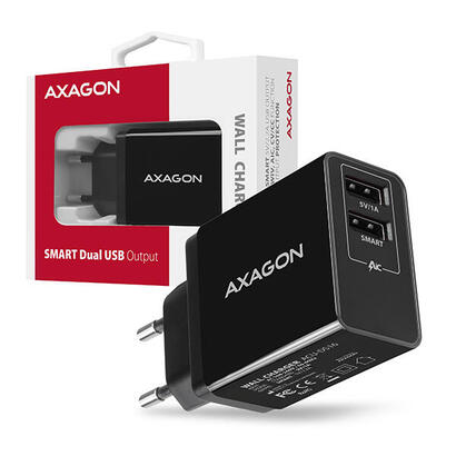 axagon-acu-ds16-cargador-de-red-smart-2x-salidas-usb-5v-22a-5v-1a-16w