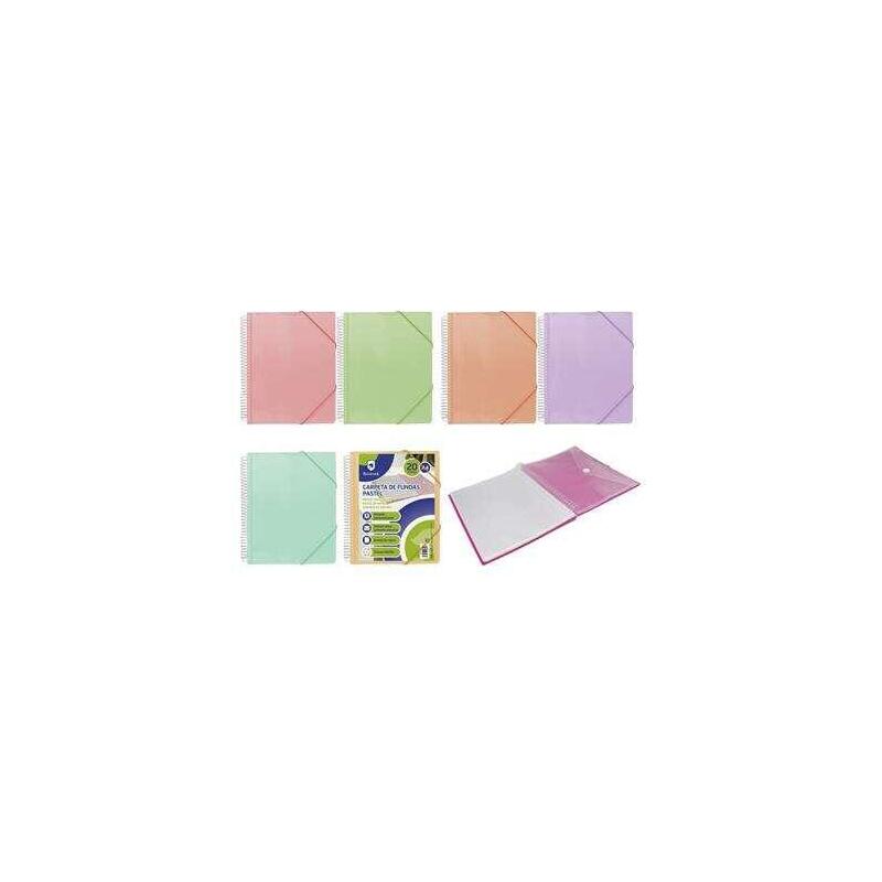 pack-de-12-unidades-bismark-carpeta-espiral-20-fundas-transparentes-polipropileno-tamano-a4-espiral-plastica